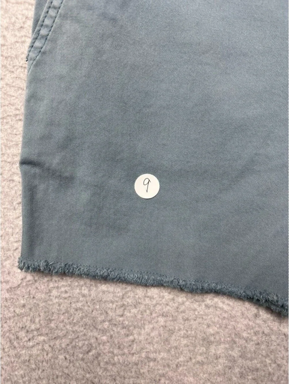 prAna Sancho Organic Cotton Stretch Shorts 14 Blue Gray Raw Hem Hiking Chino